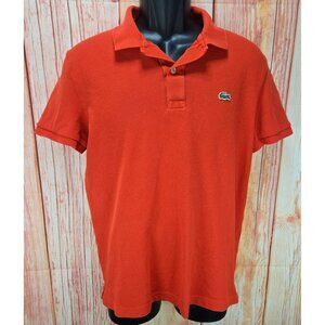 Lacoste Boys Slim Fit Polo Shirt Orange Cotton Large